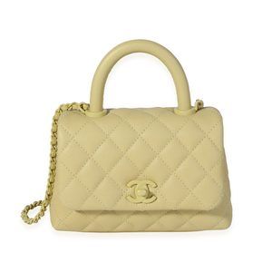 Chanel Yellow Caviar Extra Mini Coco Top Handle Bag